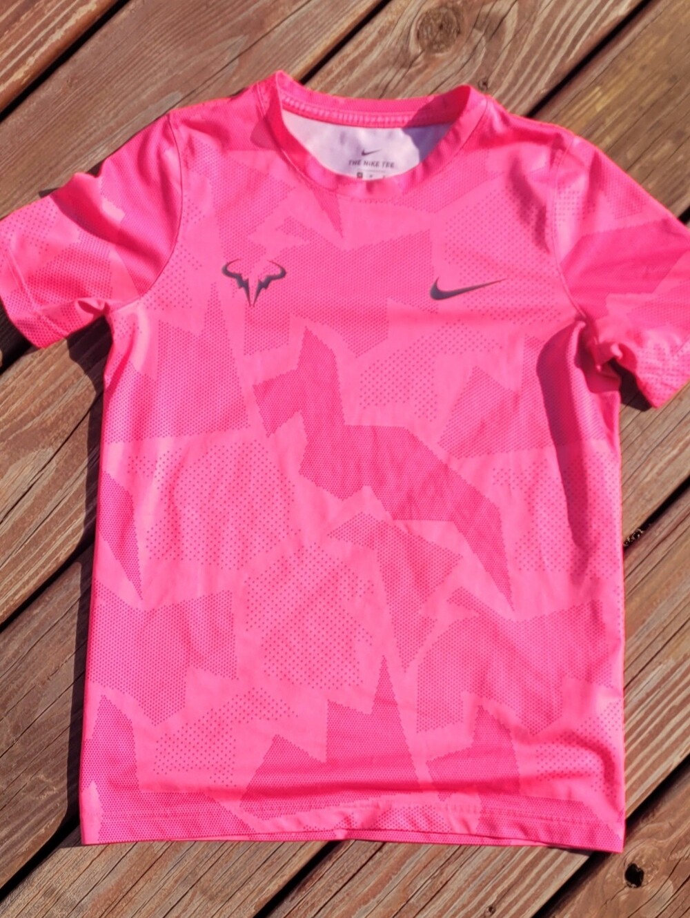 Nike Pink Rafael Nadal Tennis Top Size Medium 8 Geometric Rare Print